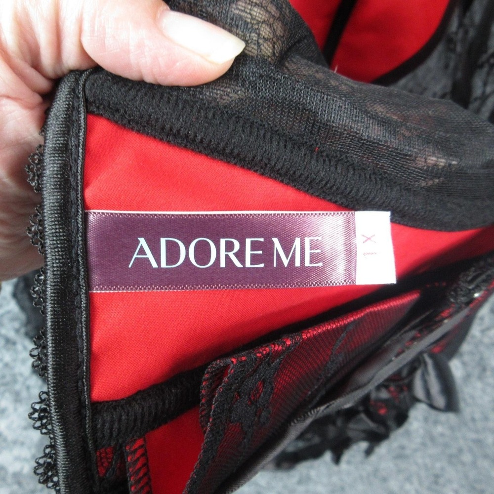 Adore Me Corset Bustier Set Womens 1X Black Lace Satin Garter Thong Lingerie NWT - Picture 11 of 16